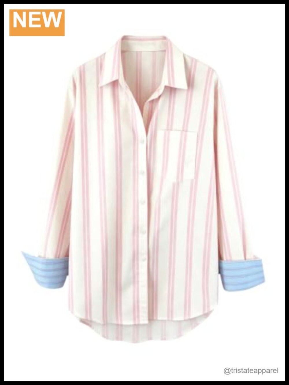 Plus Size Striped Button Down Long Sleeve Collared Work Blouse